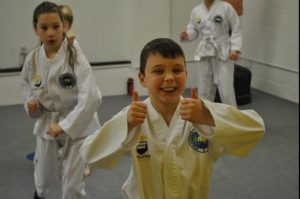 Happy kids training at Evolution Martial Arts 